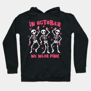 Breast Cancer Awareness Halloween Skeletons Dancing Hoodie